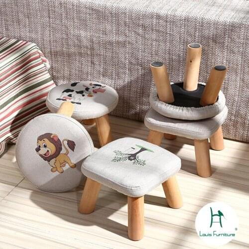 Louis Fashion Childrens Stools Cartoon The low stool of tea table Can unpick and wash Cloth art Cotton and linen