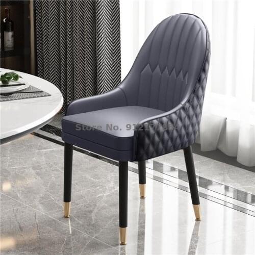 Light Luxury Solid Wood Dining Chair Home Nordic Simple Leisure Negotiation Chair Hotel Restaurant Leather Backrest Stool