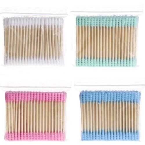 100pcs/ Pack Double Head Cotton Swab Women Makeup Cotton Buds Tip For Medical Wood Sticks Nose Ears Cleaning Health Care Tools
