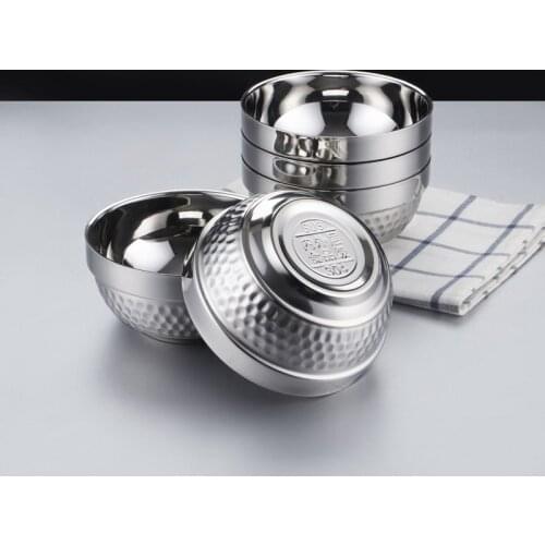 High Grade Children Rice Bowl Double Wall Hot Insulated Soup Bowl 304 Stainless Steel Salad Bowl Students Dinner Bowl