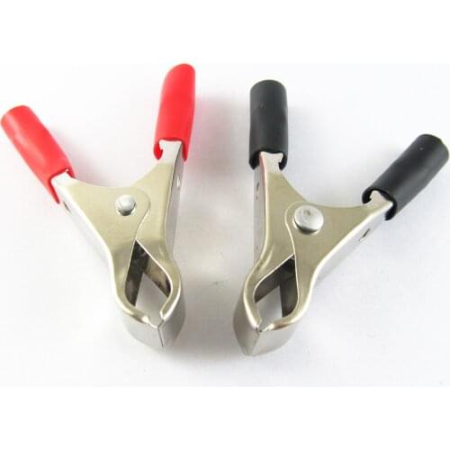 2pcs Car Battery Alligator Clamp Clip 50mm 10A 2-0012 Red & Black