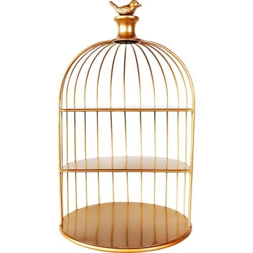 Nordic iron cosmetics organizer skin care lipstick storage box unique desktop Birdcage multi-layer rack