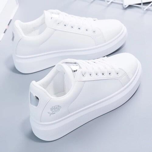 2021 New Spring Tenis Feminino Lace-up White Shoes Woman PU Leather Solid Color Female Shoes Casual Women Shoes Sneakers