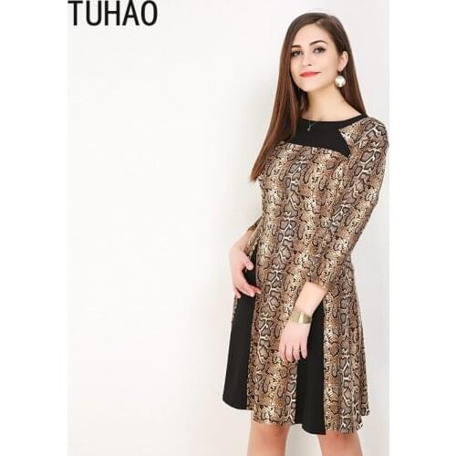TUHAO 7XL 6XL 5XL PLUS SIZE dress women elegant Dresses Vintage Elegant snake skin print dresses party night dress vestidos RL