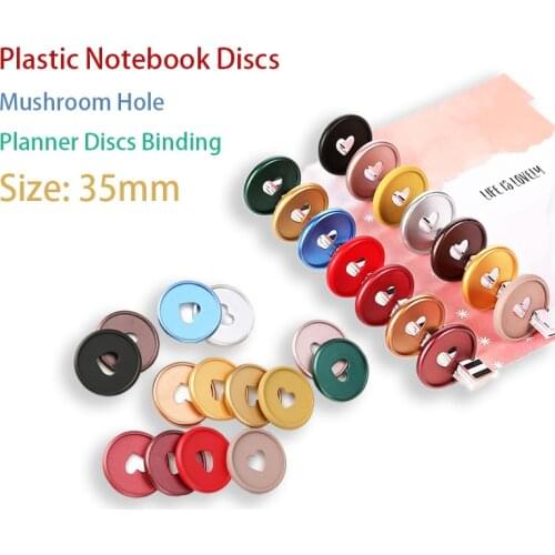 11pcs 35mm Colorful Mushroom Rings Binding Plastic Binder Discs Notebook Disc Binding Matte Planner Binder Rings Office Supplies