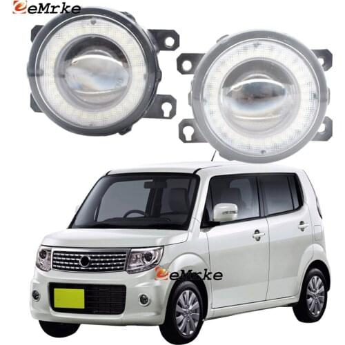 2 Pieces Car LED Lens Fog Lights Assembly Angel Eye DRL Daytime Runinng Light Lamp for Nissan Moco Dolce (SA2) 2013 2014-2016