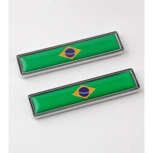2PCS Universal Car Stickers And Decals Brazil Flag 3D Metal Car Stickers National Emblem Logo Decal Car Styling Accessories