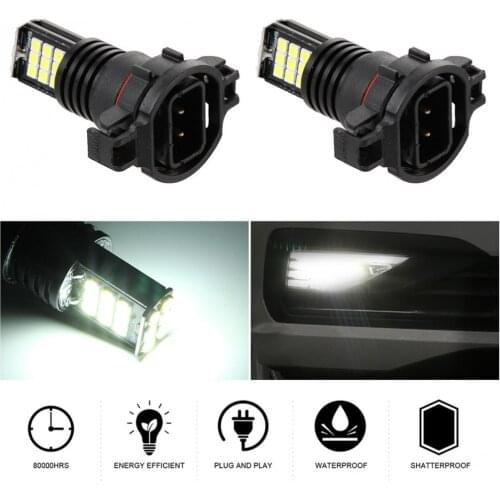 2pcs 24W 6000K 2400LM H16 Waterproof Universal 3030SMD 3x8LED Automotive Car Fog Lamp Bulb for Cars