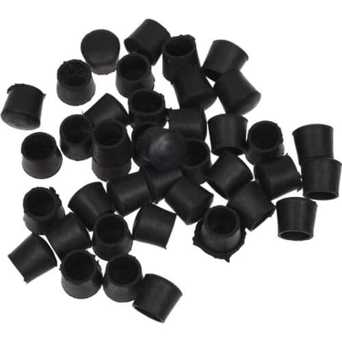 40 Pcs Black Rubber Chair Table Feet Pipe Tube Tubing End Caps 14mm