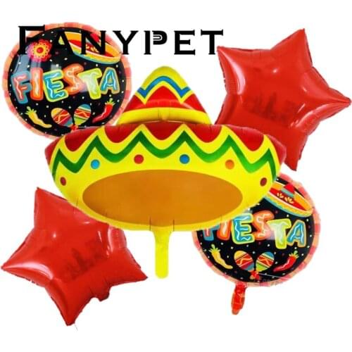 5pcs Hat Fiesta Foil balloons Mexico avocado Air balloon for Happy Birthday Party Baby Shower Fiesta Party Decorations globos