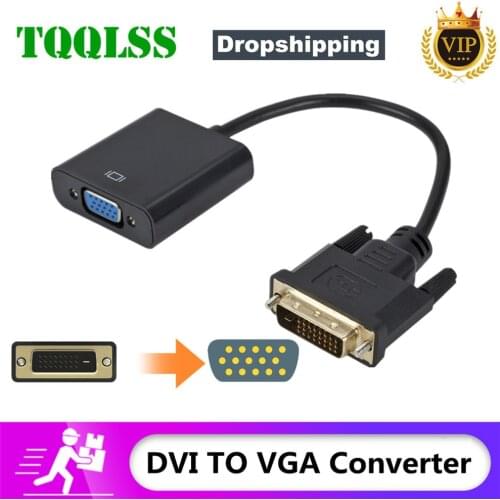 TQQLSS DVI Male to VGA Female Adapter Full HD 1080P DVI to VGA Adapter 25Pin to 15Pin Cable Converter for PC Computer Monitor