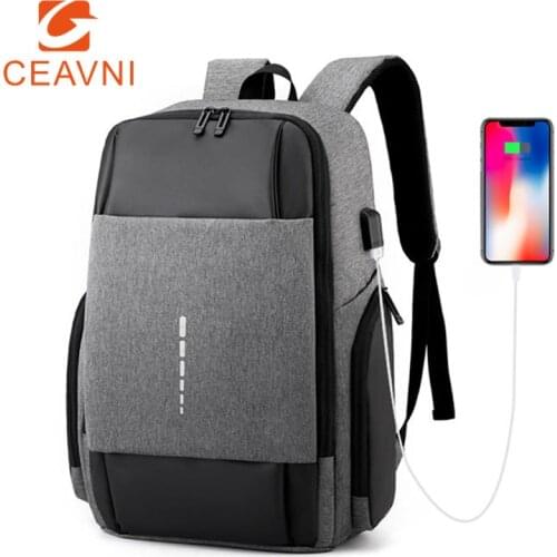 CEAVNI 15.6'' New Waterproof Backpacks Men USB Charging School Bag Anti-theft Women Travelling Bags Laptop Backpack Mochila