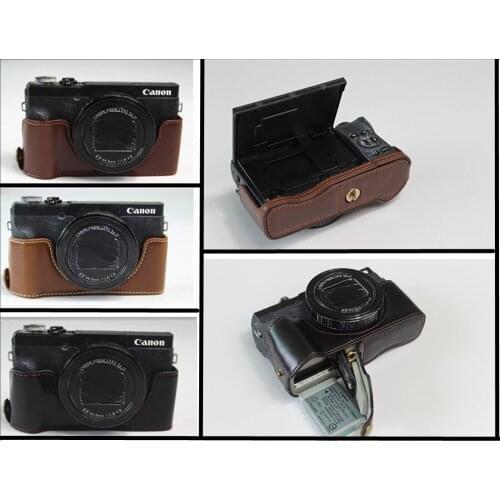 PU Leather Case camera bag cover For Canon G5X Mark II G5XII G5X2 G5XM2 G5X protector shell with bottom Battery Opening