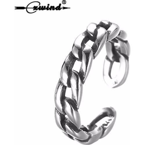 Cxwind Vintage Cuban Link Chain Ring Retro Color Adjustable Chunky Curb Ring Link Rings For Men Biker Punk anillos mujer Jewelry