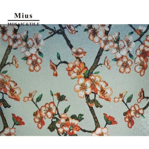 Friendly price Colorful flower mural glass tile mosaic