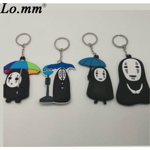 Miyazaki Hayao anime Spirited Away Key chain cartoon No face cos figure souvenir cute rubber personality kids llavero hombre new