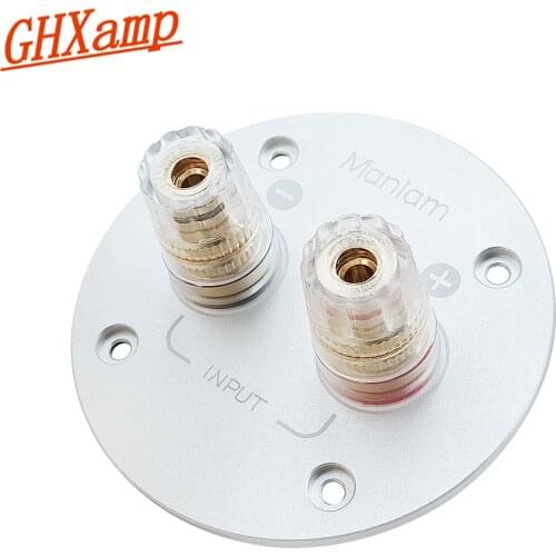 GHXAMP 2-Way Speakers Terminal Board Pure Copper Crystal Speaker Binding Post 75mm Round Terminal Box For Audio Accessories 1PC