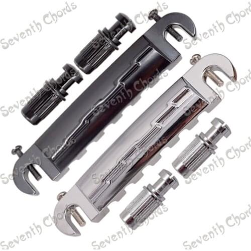 6 Strings Guitar Bridge Tailpiece for Guitar Turn Over Bridge Tailpiece Chrome Black A Set Guitar Accessories Parts