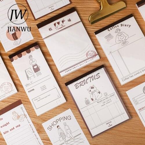 JIANWU 50Sheets Simple Pattern Message Paper Memo Pad Creative Collage Diary Decoration Material Paper Notepad Kawaii Stationery
