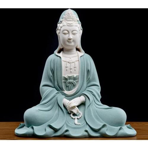 Ceramic Jing Si Guan Yin sculpture statue Large-size handmade three-dimensional sculpture High-end home decoration accessories