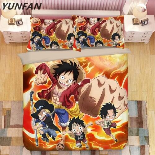 3D Anime One Piece Duvet Cover Set kids Bedding Set Comforter cover Pillowcase single double queen king children quilt cover set