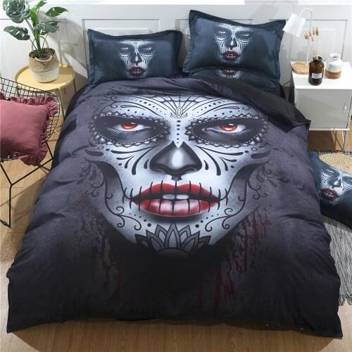 3d Skull Bedding Set Soft Comfortable King Queen Home Textile Duvet Cover Pillowcase Dekbedovertrek Happy Halloween Bed Cover