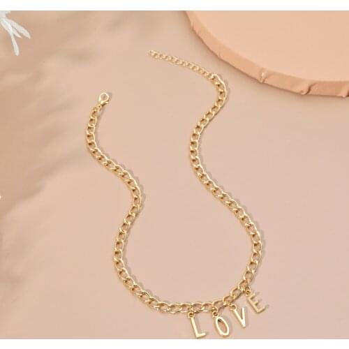 Korean Simple English Letter Necklace for Women Punk Word Pendant Neck Chain Fashion Trend Jewelry Girls Birthday Gift New 2021