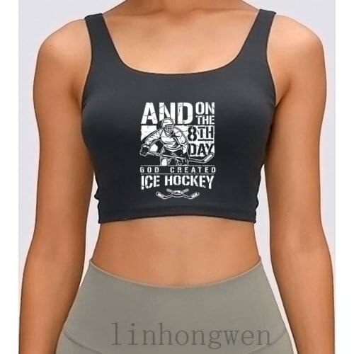 Print And On The 8th Day God Created Ice Hockeys Crop Top Summer Cotton Clothing Women Tank Top 2018 Homme
