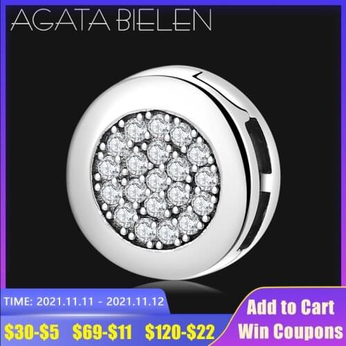 Round Crystal zircon Clips Bead fine Jewelry making Fit Original Reflection Charms Watch Bracelet new 925 Sterling Silver