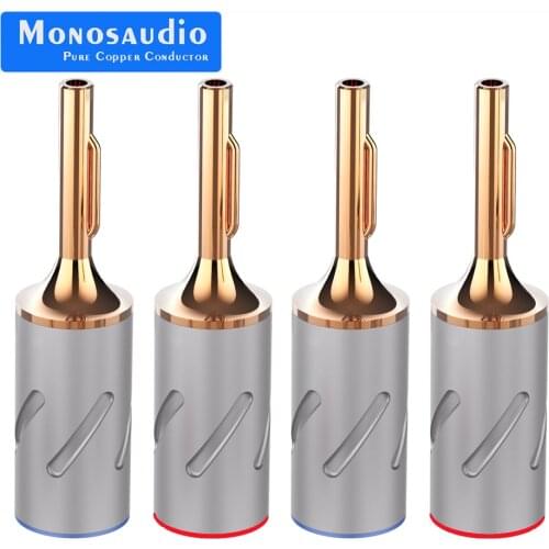 Monosaudio B801 Pure Copper/Gold/Rhodium Plated Banana connector Pure Copper Hi End banana plug for Speaker cable