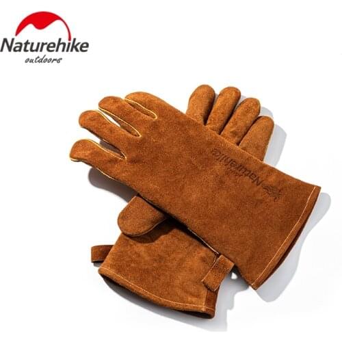 Naturehike Leather Gloves Flame Retardant Insulation Cooking Gloves Heat Resistant For Outdoor Camping Hiking Picnic BBQ