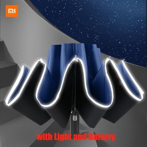 New Xiaomi Folding light-emitting LED reverse umbrella ten-bones three-folding automatic umbrella with battery
