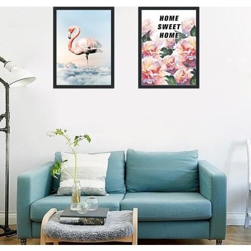 Nordic Flower Flamingo Canvas Painting Minimalist American Pastoral Watercolor Wall Art Picture Mural Small Fresh Decor Painting