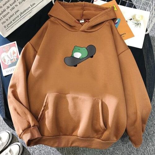 Sweatshirt Korea Women 2020 new candy color top, skateboard frog same style long-sleeved fleece sweatshirt Cheap sweatshirt hot