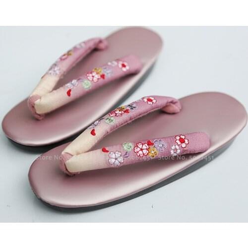 Japanese Traditional Kimono Geta Clogs Woman Anime Cosplay Geisha Party Stage Shoes Outdoor Sandals Obi Ao Dai Round Toe Slipper