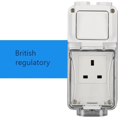 Outdoor waterproof socket IP66 British 13A onebutton power-off industrial rain-proof charging socket