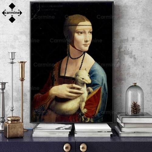 Vintage Lady Canvas Painting Famous Oil Painting Print Picture Leonardo Da Vinci Famous Art Poster and Print for Home Decoration
