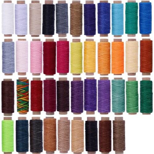 6PCS 50M Leather Waxed Thread Cord for DIY Leathercraft Tool Hand Stitching Thread Flat Waxed Sewing Leather Wax Line 50M/Roll