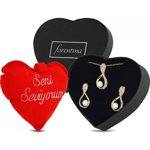Forentina Tasarım Kolye Küpe Seni Seviyorum Yazılı Yastık PS1688