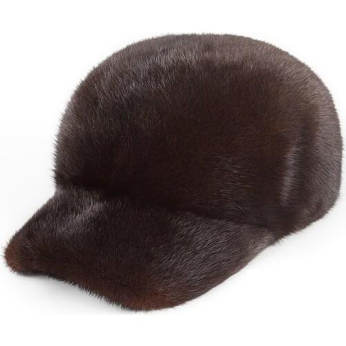 Harppihop fur 2020 new Mink fur hats integral skin fur hats mink mink hat mens Baseball Cap Hat peaked cap Knight