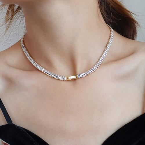 2021 Top 3 New Half Crystal Bracelet Necklace For Women Stainless Steel Gold Splicing Chain Bracelets Wholesale Price Bracelets