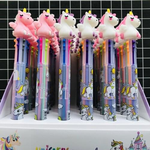 1pc 6 Color Unicorn Silicone Head Ball Ballpoint Pen Writing Stationery School Office Supply 0.5mm