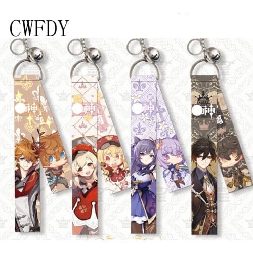 10pcs Wholesale Fashion Anime Jujutsu Kaisen Cosplay Keychain Satoru Gojo Yuji Itadori Cute Cartoon Ribbon Key Ring For Men Gift