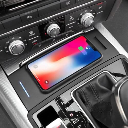 10W Car Qi Wireless Charger Fast Phone Charger Charging Plate Accessories for - A6 C7 RS6 A7 2012-2018 for iPhone