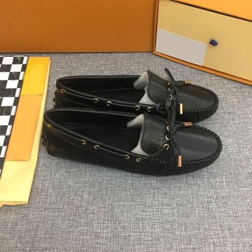 2021 New Fashion Womens Shoes Genuine Leather Flats Hot Sell Luxury Brand Design Flats Size 35-41 Round Toe Shoe Popular Shoes