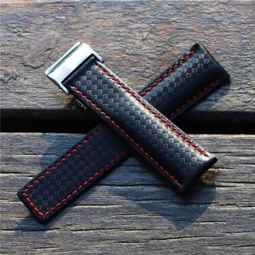 22mm Leather Watch strap for Breitling Avenger Series Watch Band Carbon fiber Pattern Breitling SUPEROCEAN HERITAGE Watchbands