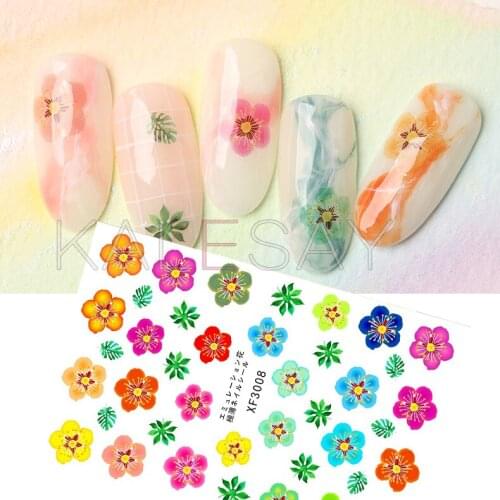 3D Peach Blossom Nail Art Sticker for Design Decoration Red Pink Flower Nail Stickers Decal Back Glue Sticker on Nails Manicure