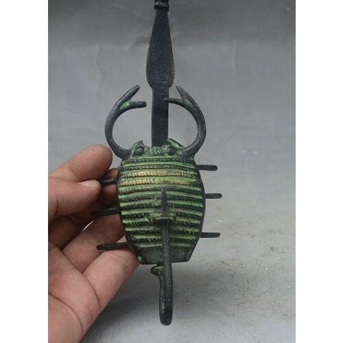 5" Old China Antique Bronze Scorpion Sasori Statue Shape Lock Locks lockstitch