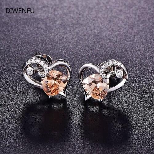 Diamond Heart S925 Sterling Silver Stud Earrings for Women Cute/Romantic Wedding Jewelry Diamond Heart Luxury Earrings Women