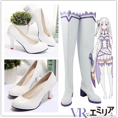 Anime Re Zero Kara Hajimeru Isekai Seikatsu Emilia Cosplay Shoes Boots Women Emilia Dress cosplay costumes For Halloween Party